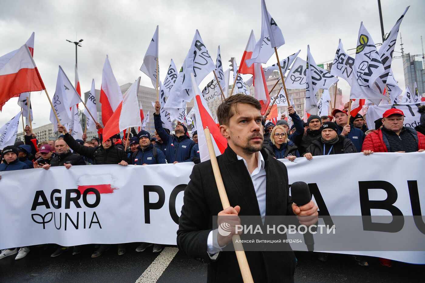 Протесты фермеров в Варшаве