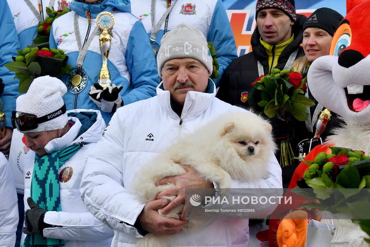 Президент Белоруссии А Лукашенко принял участие в Минской лыжне-2022