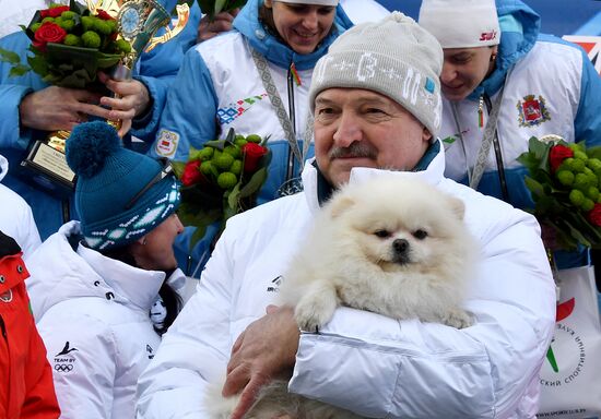 Президент Белоруссии А. Лукашенко принял участие в "Минской лыжне-2022"