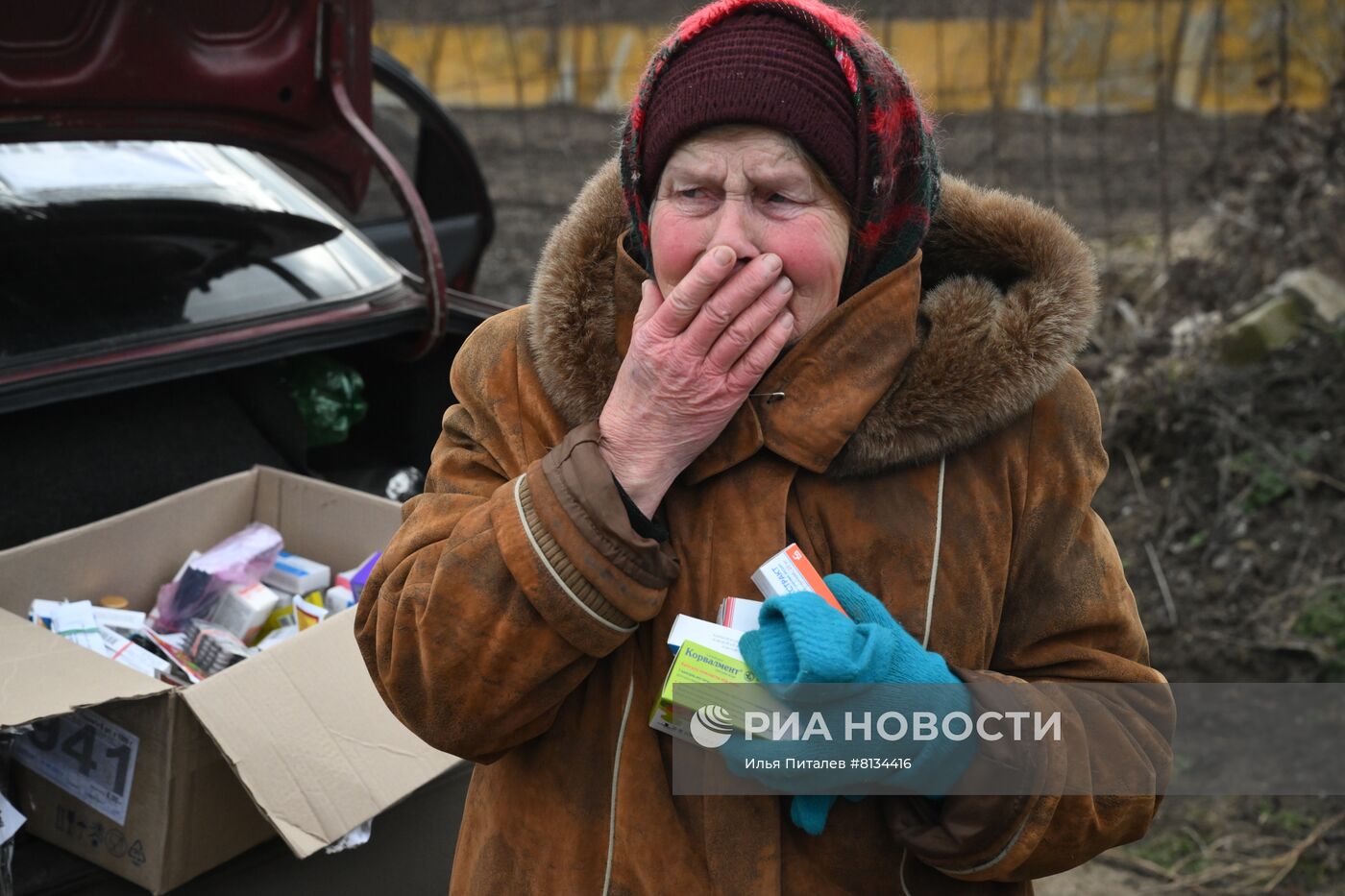 Раздача гумпомощи в селе Первомайском