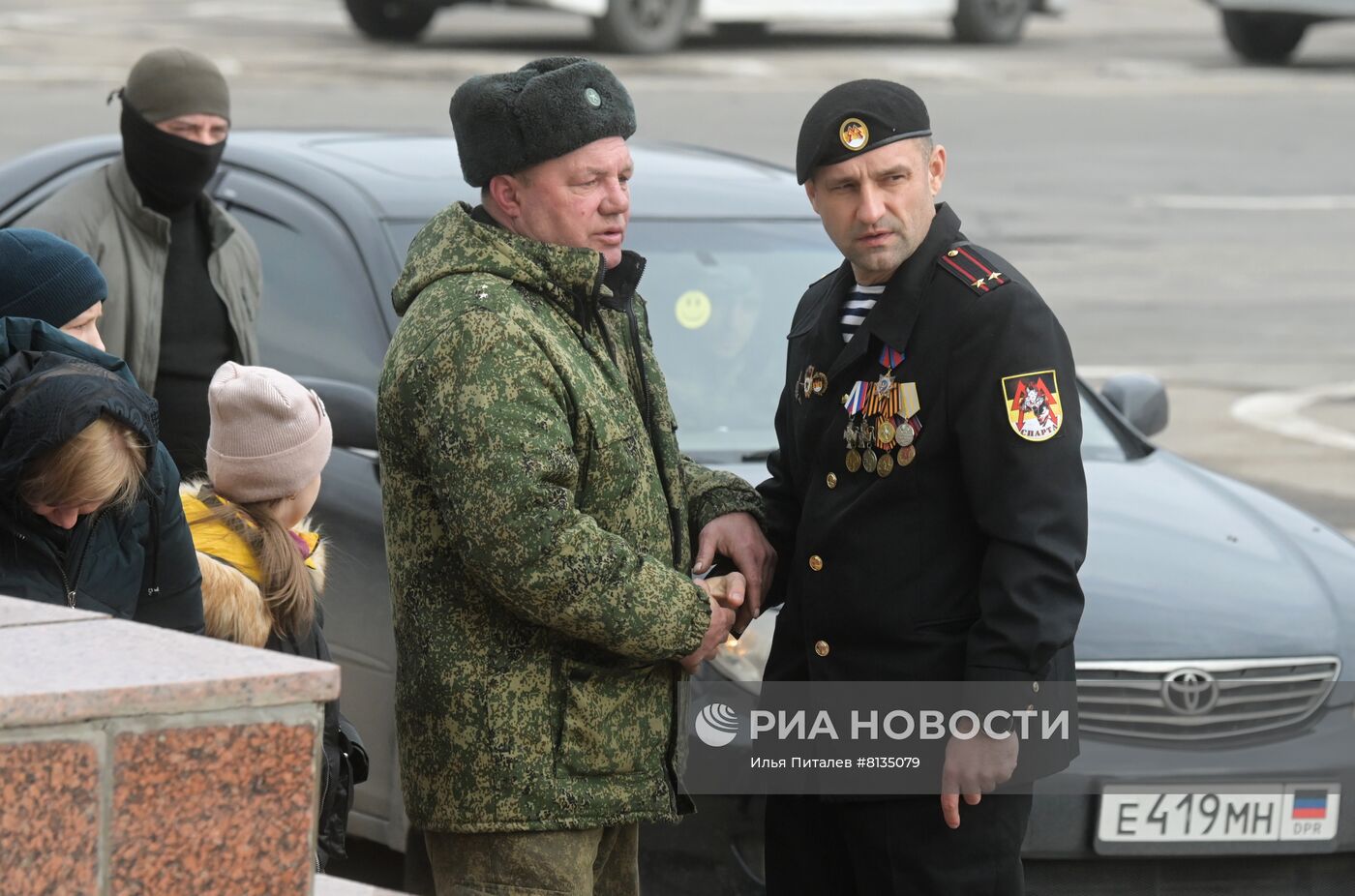 Прощание с командиром батальона "Спарта" В. Жогой в Донецке