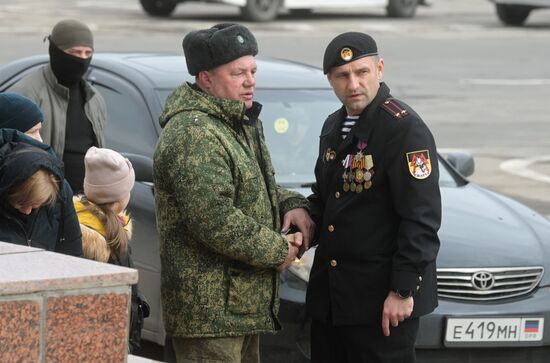 Прощание с командиром батальона "Спарта" В. Жогой в Донецке