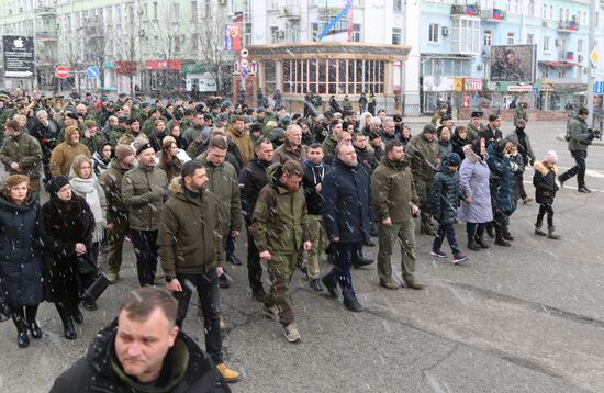 Прощание с командиром батальона "Спарта" В. Жогой в Донецке