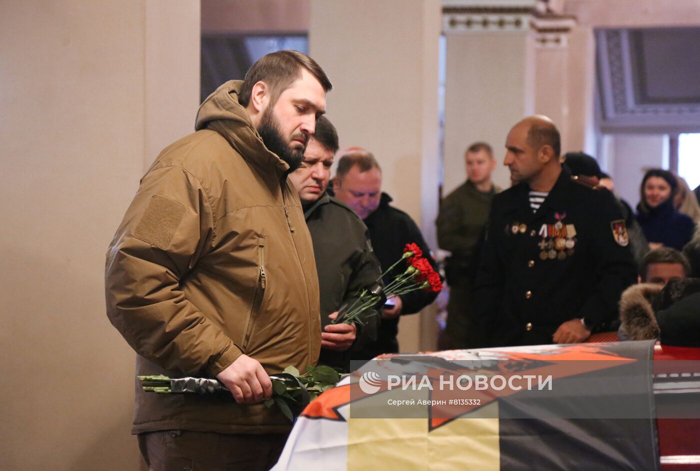 Прощание с командиром батальона "Спарта" В. Жогой в Донецке