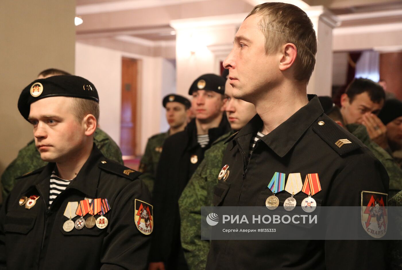 Прощание с командиром батальона "Спарта" В. Жогой в Донецке