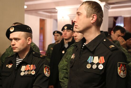 Прощание с командиром батальона "Спарта" В. Жогой в Донецке