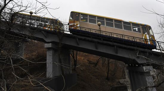Работа фуникулера во Владивостоке