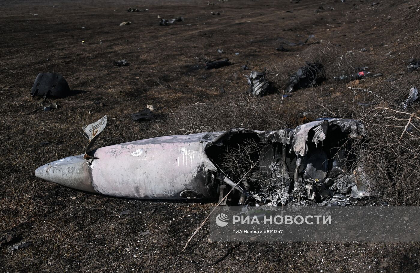 Сбитый украинский штурмовик Су-25 в Херсонской области