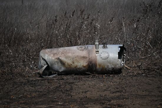 Сбитый украинский штурмовик Су-25 в Херсонской области