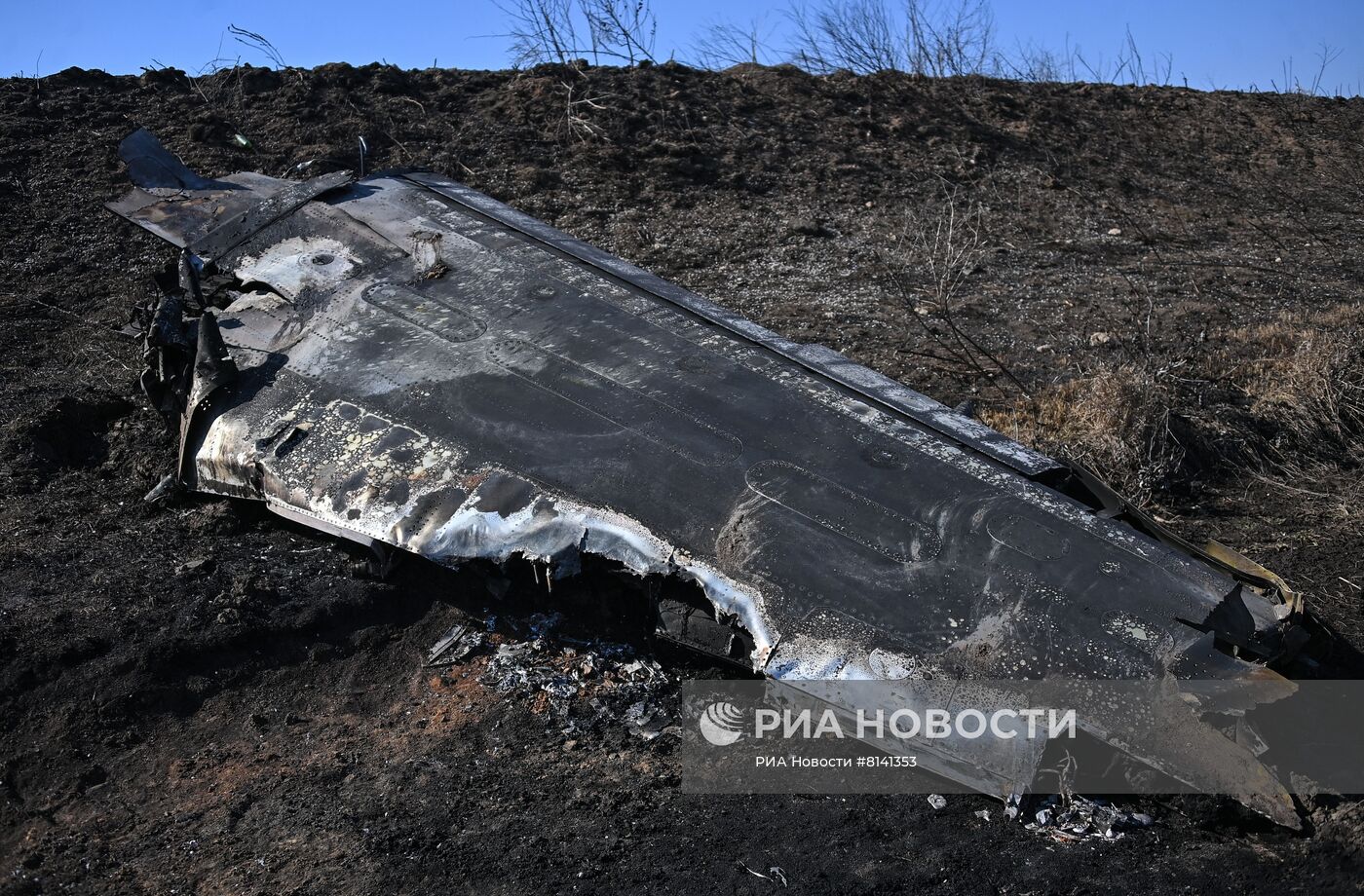 Сбитый украинский штурмовик Су-25 в Херсонской области