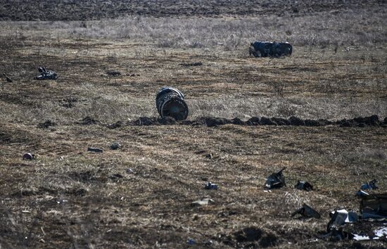 Сбитый украинский штурмовик Су-25 в Херсонской области