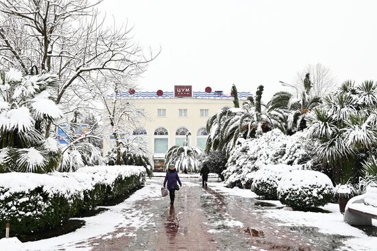 Снег в весеннем Сочи