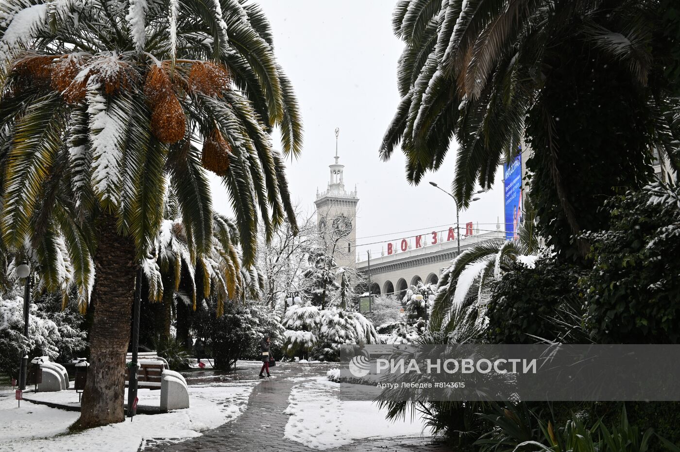 Снег в весеннем Сочи