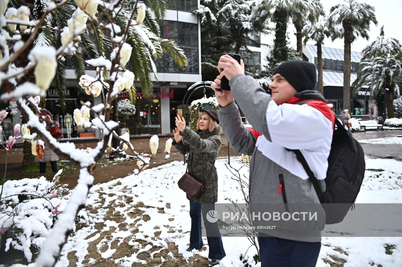 Снег в весеннем Сочи