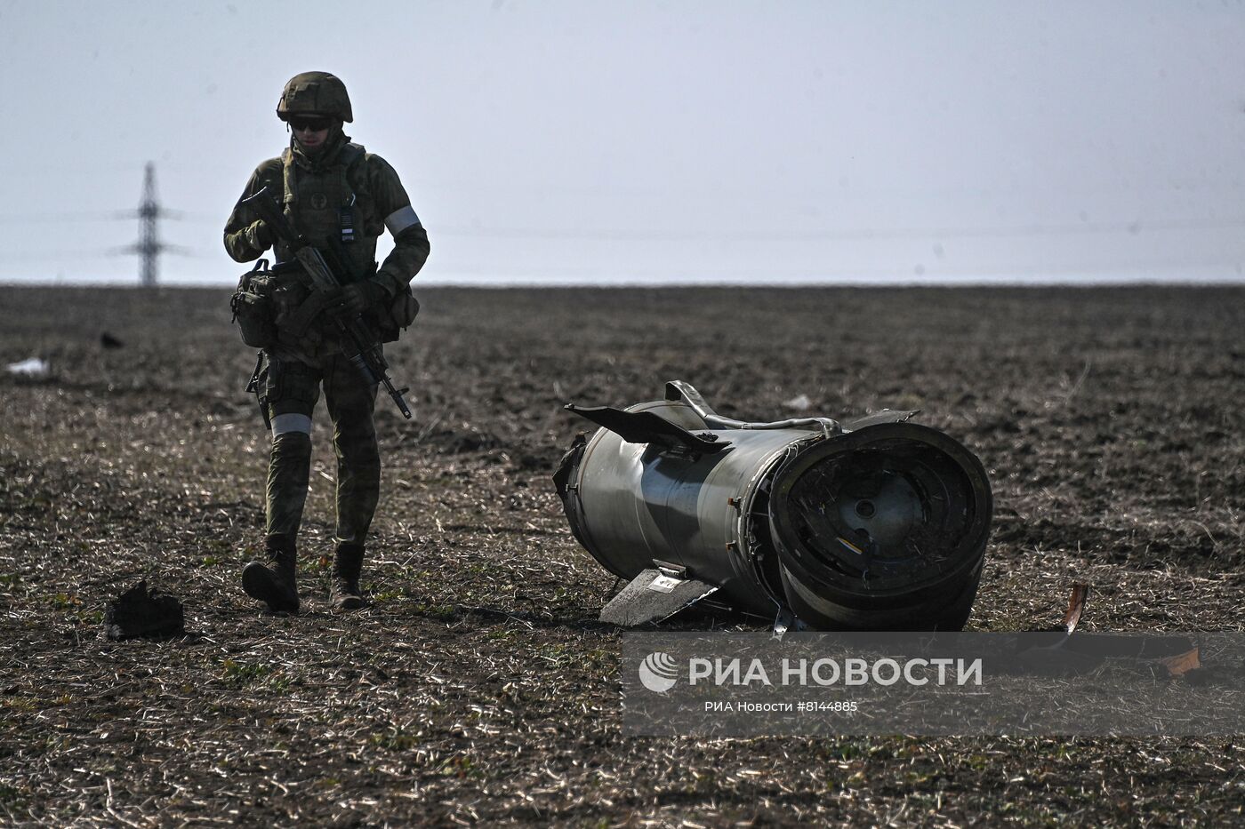 Сбитая баллистическая ракета "Точка-У" в Запорожской области