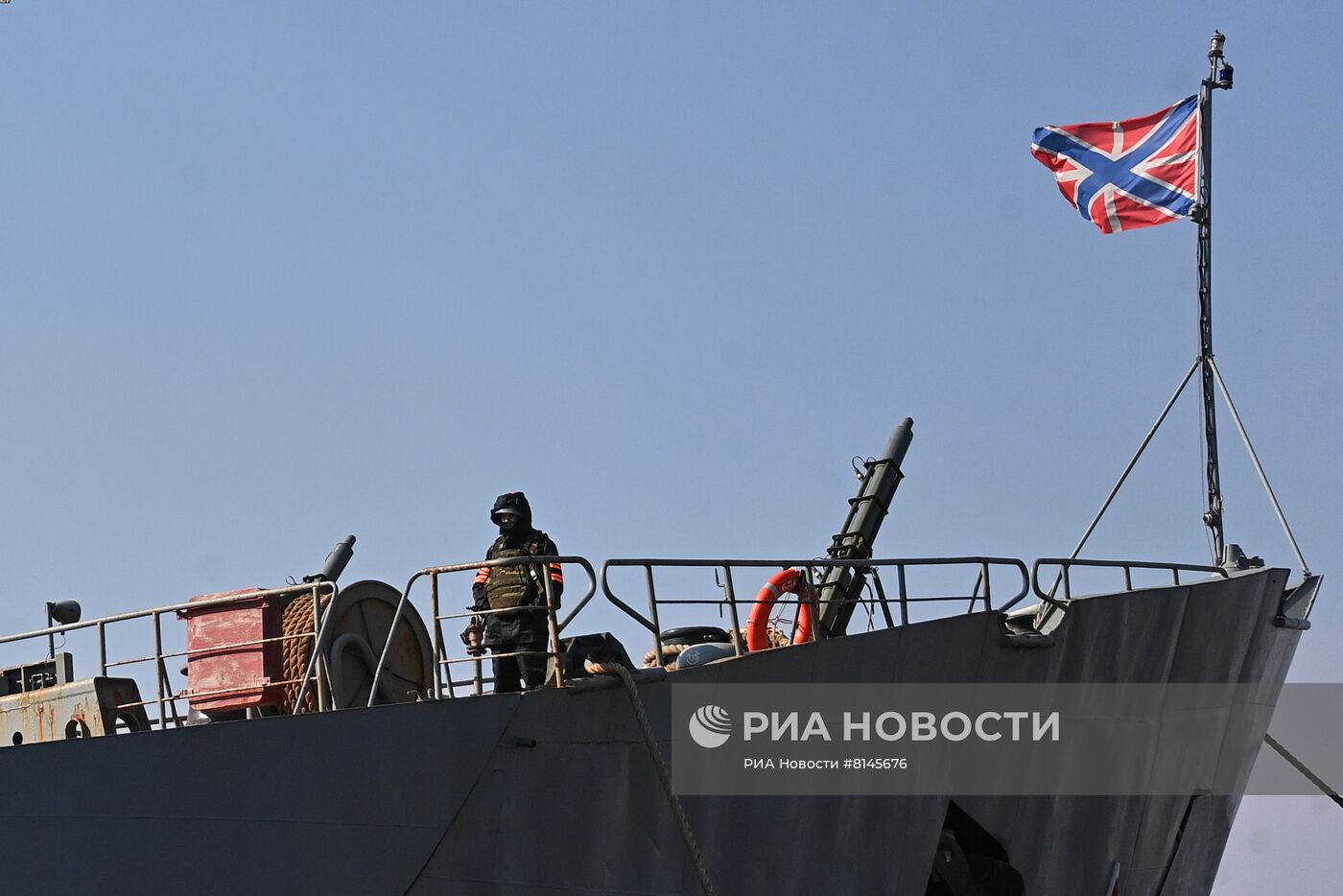 Первый российский корабль Черноморского флота "Орск" зашел в порт Бердянска