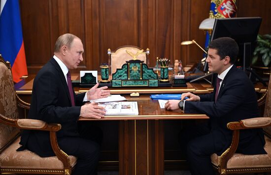 Президент РФ В. Путин встретился с губернатором Ямало-Ненецкого автономного округа Д. Артюховым