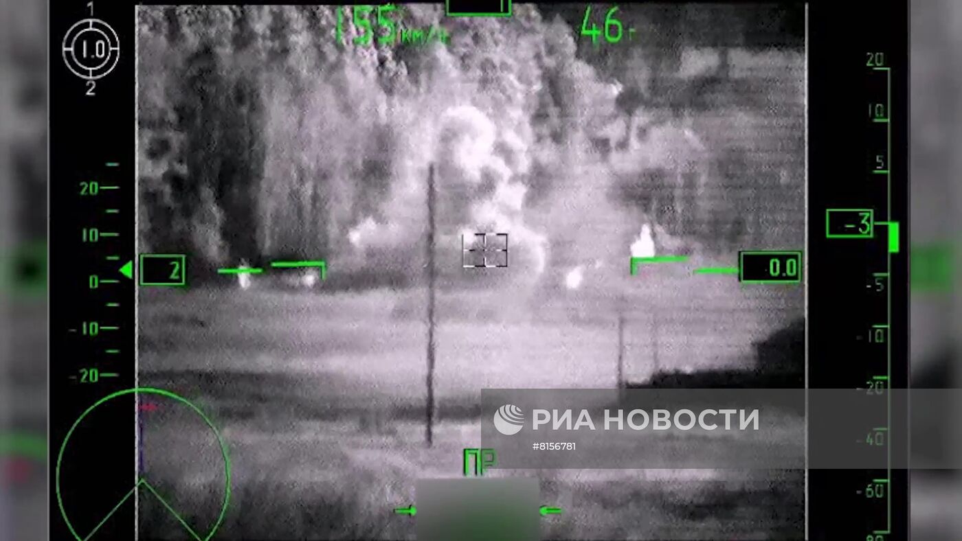 Ударные вертолеты Ка-52 ВКС России уничтожили замаскированные позиции ВСУ