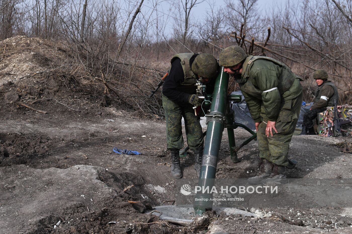 Работа минометного взвода Народной милиции ЛНР