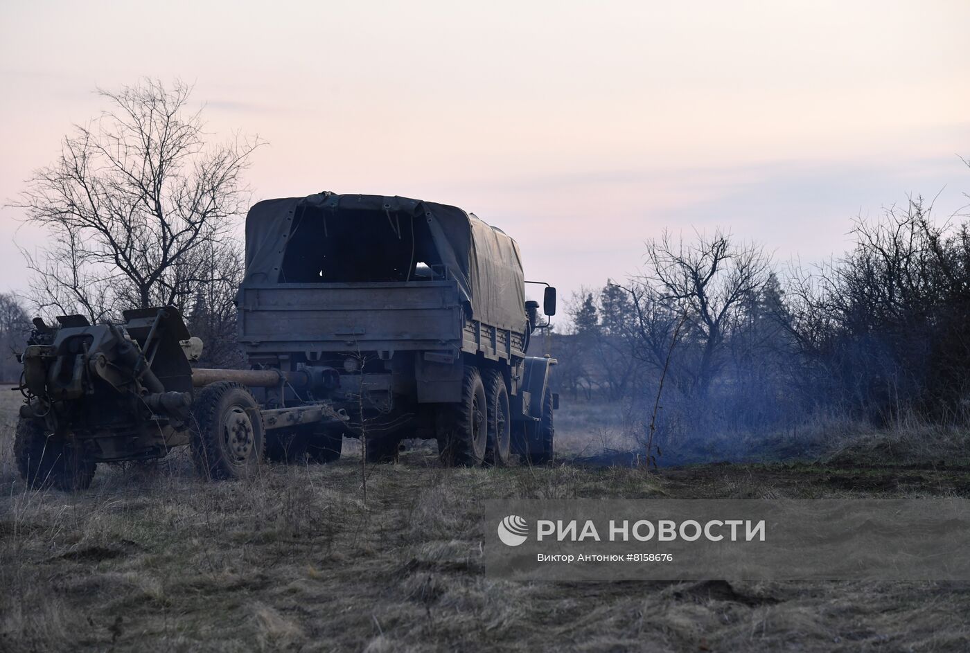 Работа артиллерийского взвода Народной милиции ЛНР