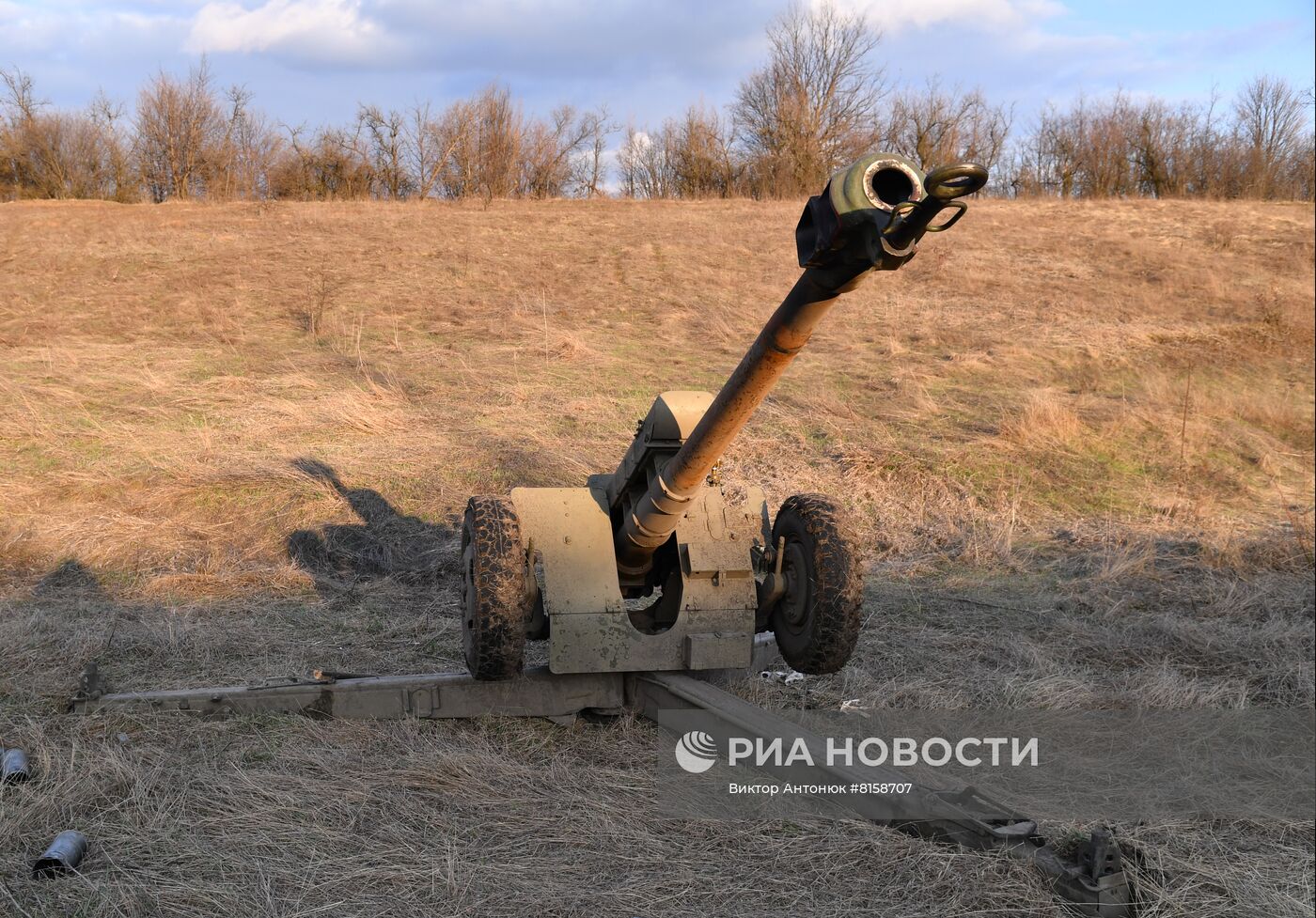 Работа артиллерийского взвода Народной милиции ЛНР