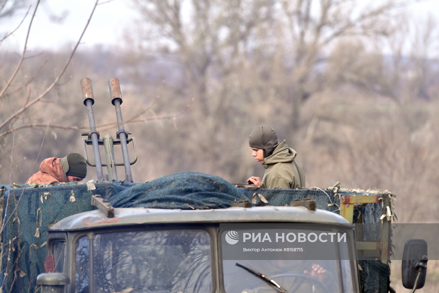 Работа артиллерийского взвода Народной милиции ЛНР