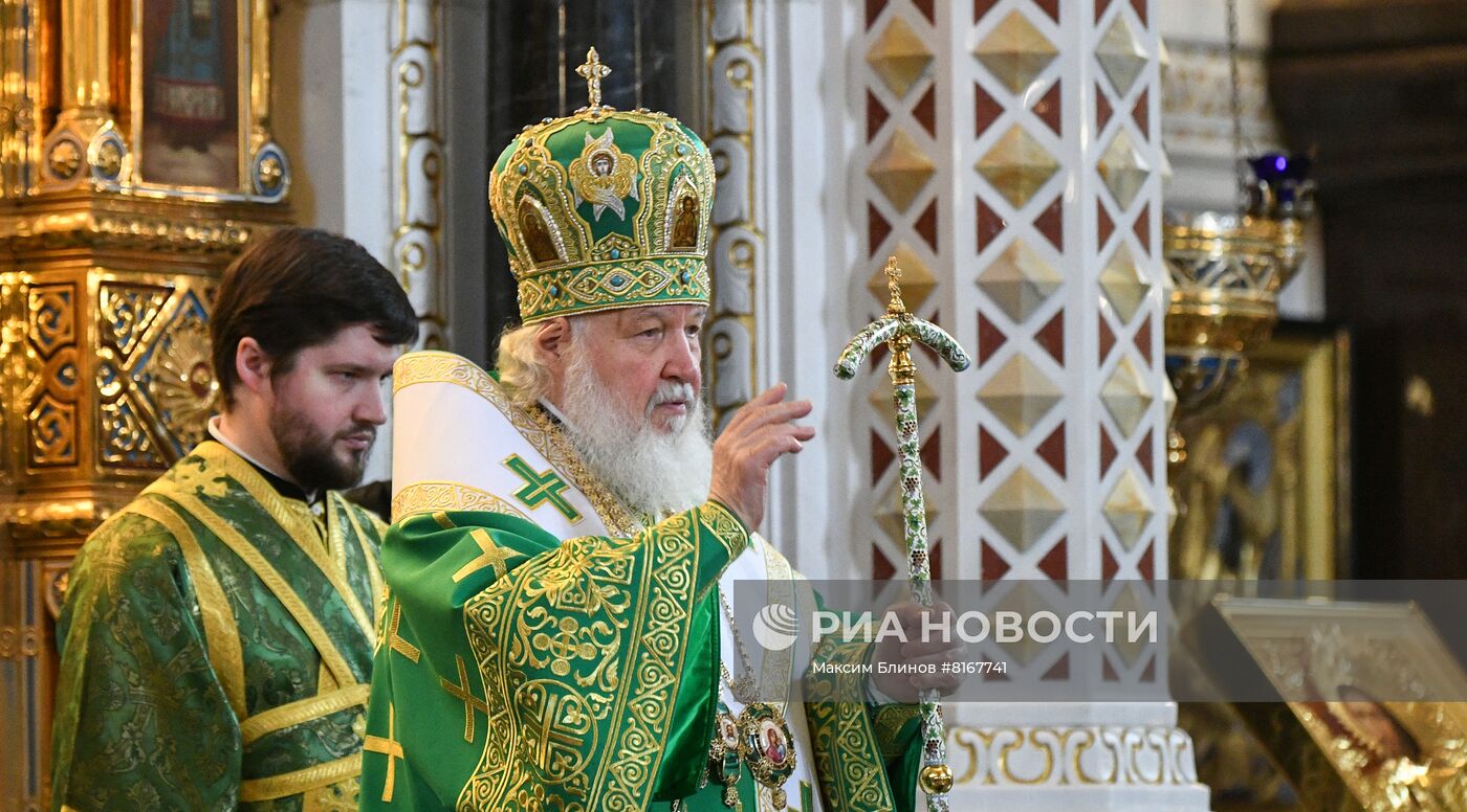 Патриаршее служение в праздник Вербного воскресенья в Храме Христа Спасителя