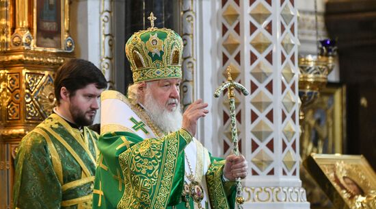 Патриаршее служение в праздник Вербного воскресенья в Храме Христа Спасителя