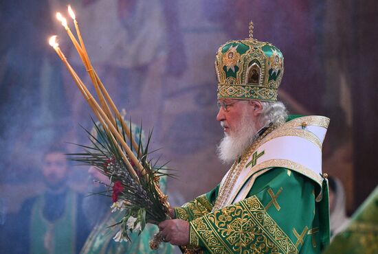 Патриаршее служение в праздник Вербного воскресенья в Храме Христа Спасителя