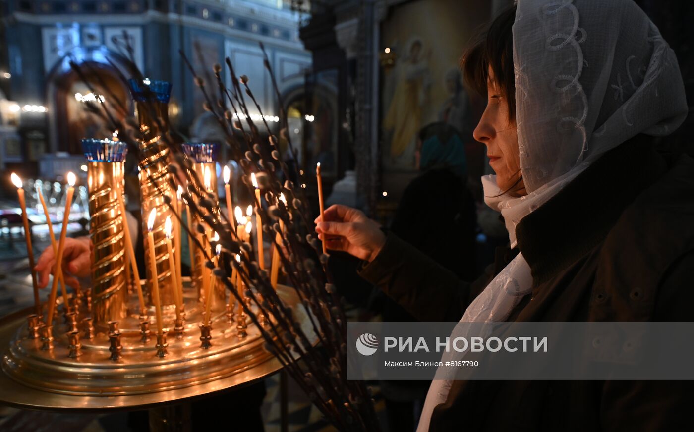 Патриаршее служение в праздник Вербного воскресенья в Храме Христа Спасителя