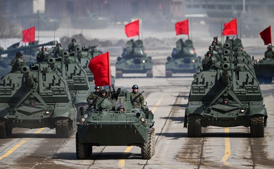 Совместная репетиция парада Победы на полигоне Алабино 