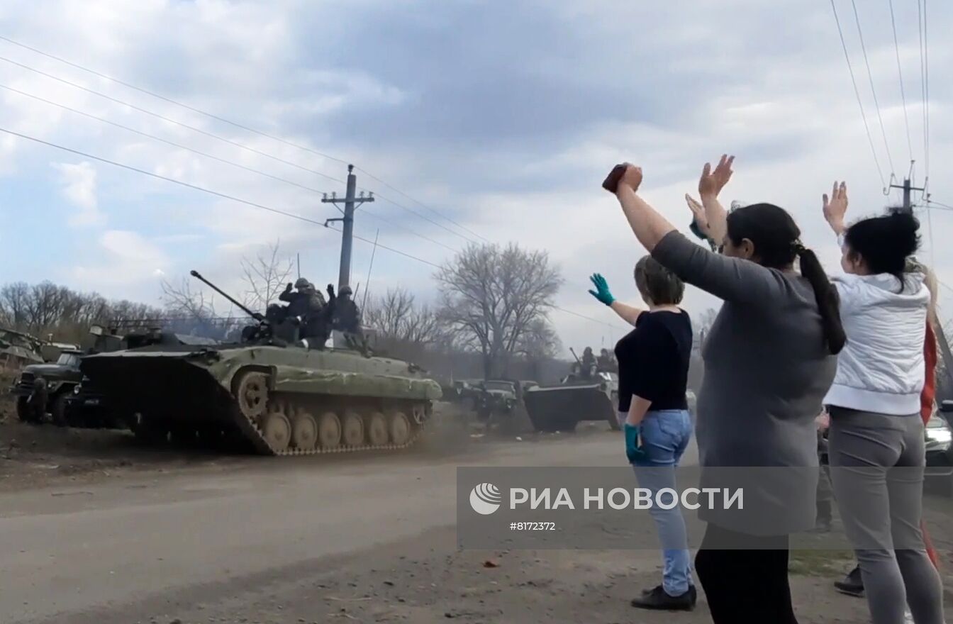 Продвижение колонн российской армии на освобождённых территориях Харьковской области