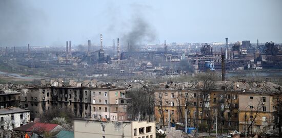 Металлургический комбинат Азовсталь в Мариуполе