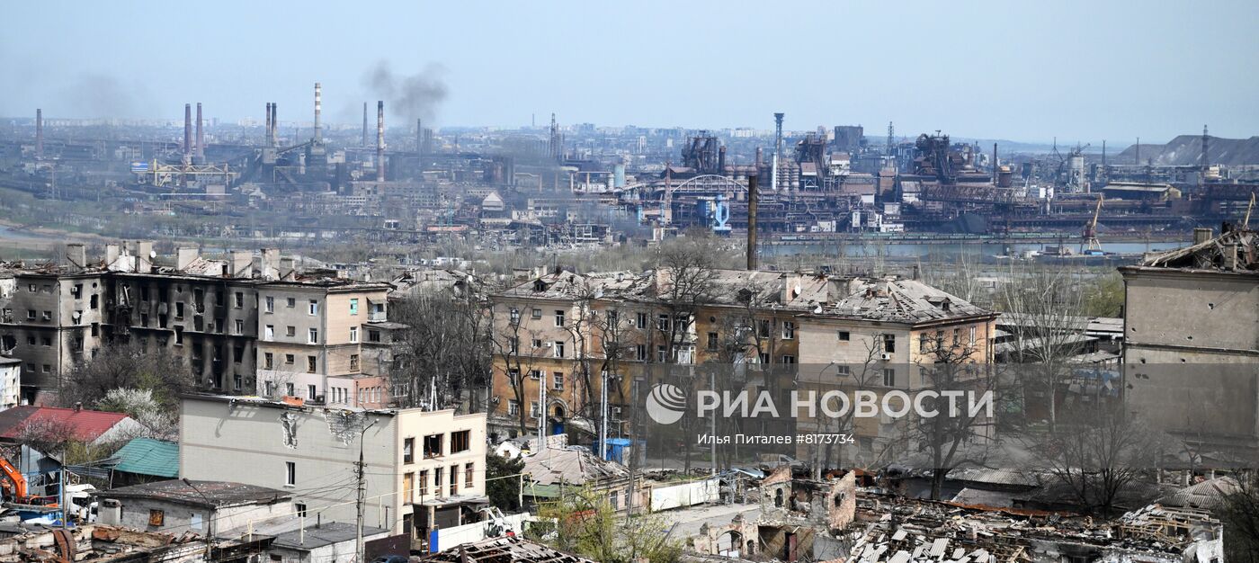 Металлургический комбинат "Азовсталь" в Мариуполе