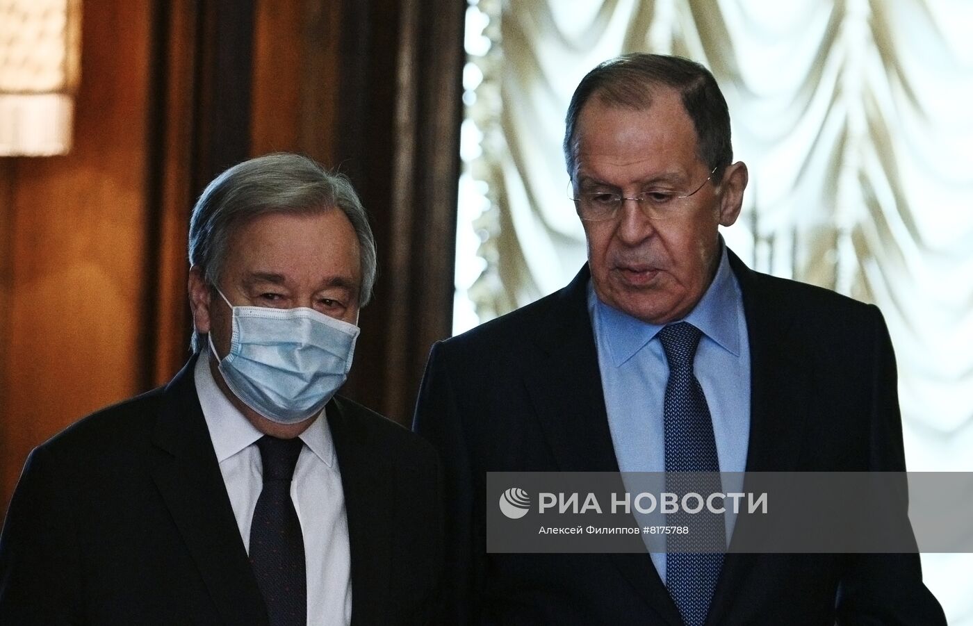 Встреча главы МИД РФ С. Лаврова с генсеком ООН А. Гутеррешем