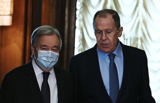 Встреча главы МИД РФ С. Лаврова с генсеком ООН А. Гутеррешем