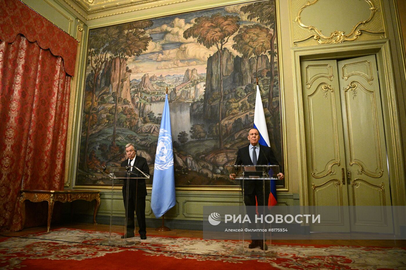 Встреча главы МИД РФ С. Лаврова с генсеком ООН А. Гутеррешем