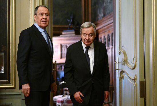 Встреча главы МИД РФ С. Лаврова с генсеком ООН А. Гутеррешем