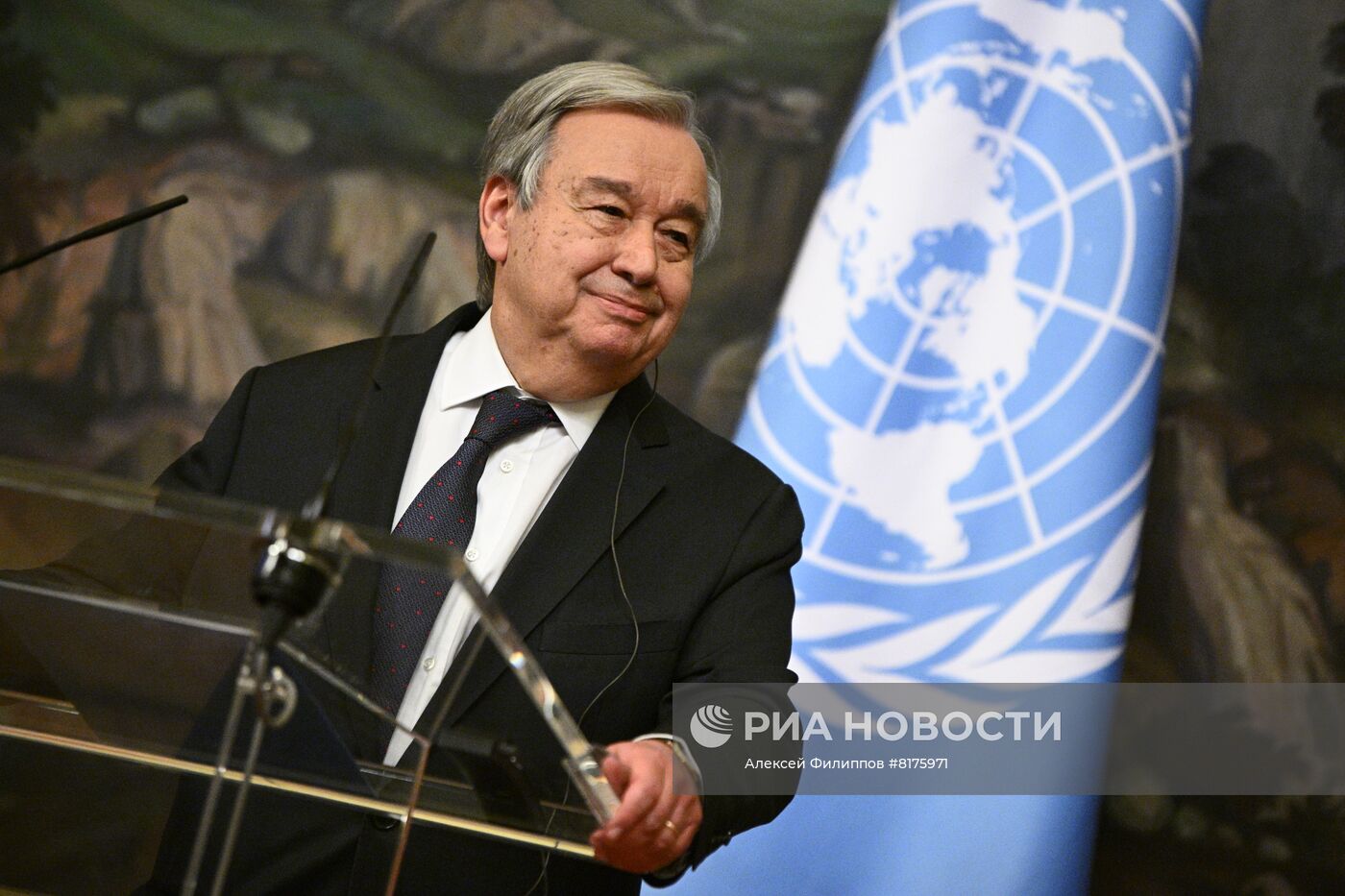 Встреча главы МИД РФ С. Лаврова с генсеком ООН А. Гутеррешем