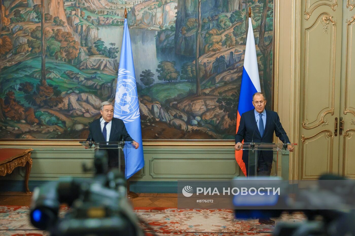 Встреча главы МИД РФ С. Лаврова с генсеком ООН А. Гутеррешем