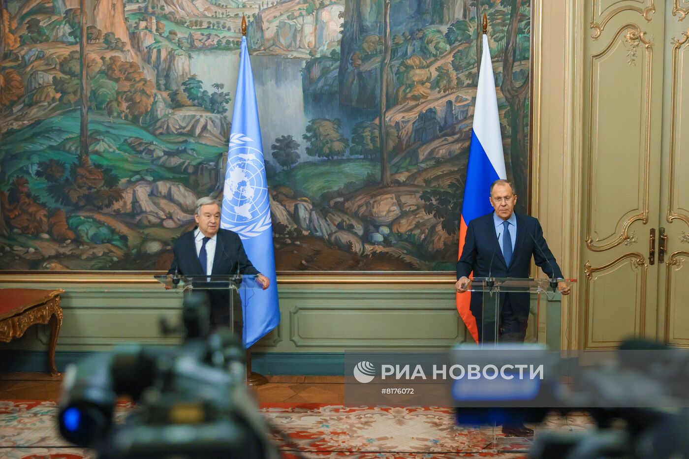 Встреча главы МИД РФ С. Лаврова с генсеком ООН А. Гутеррешем