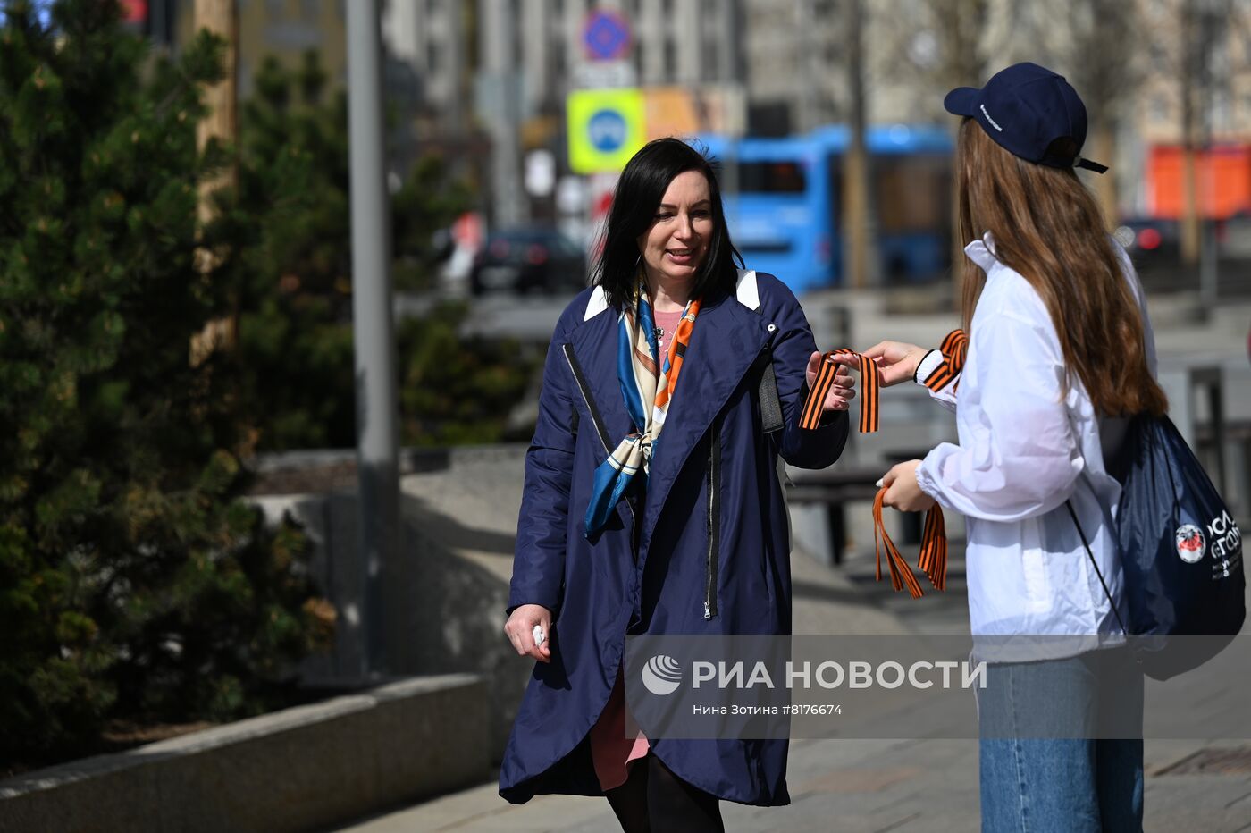 Старт акции "Георгиевская ленточка" в Москве