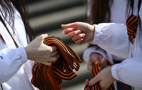 Старт акции "Георгиевская ленточка" в Москве