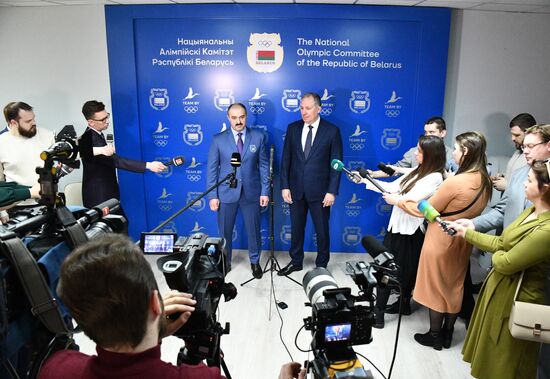 Встреча президента НОК Белоруссии В. Лукашенко и президента ОКР С. Позднякова