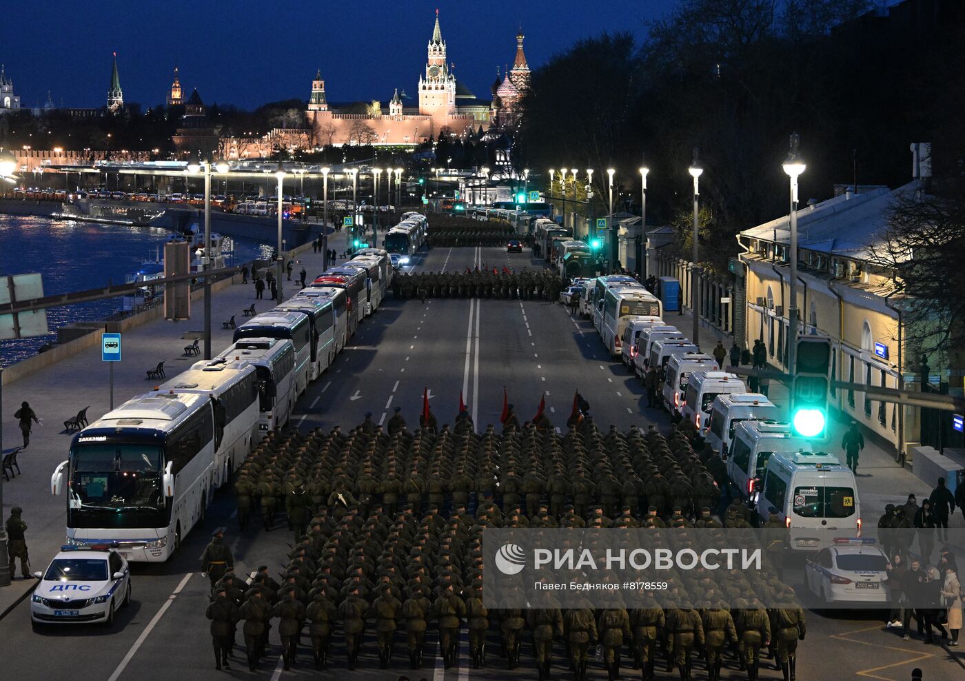 Подготовка к репетиции парада Победы в Москве