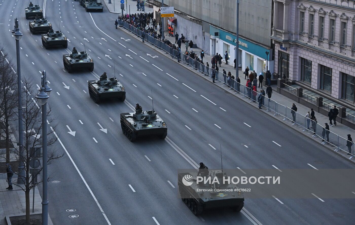 Подготовка к репетиции парада Победы в Москве