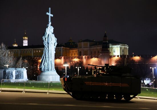 Подготовка к репетиции парада Победы в Москве