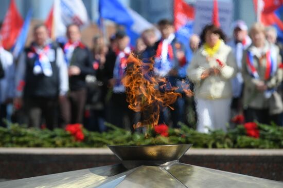 Прибытие участников Всероссийского автопробега профсоюзов "Zа мир без нацизма" в Москву