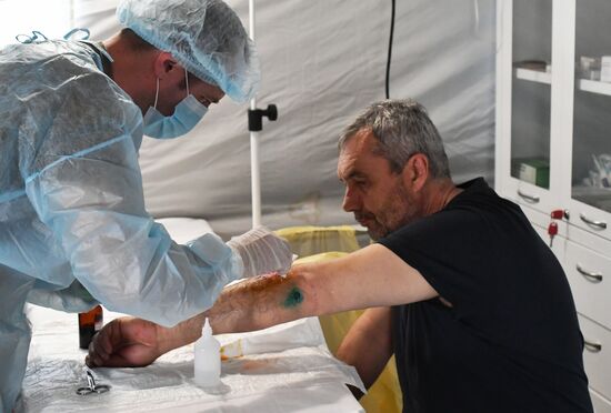 Пункт временного содержания украинских военнопленных на Харьковском направлении