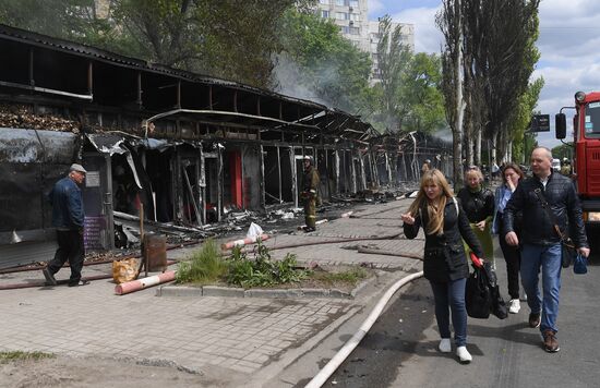 Последствия обстрела в Донецке